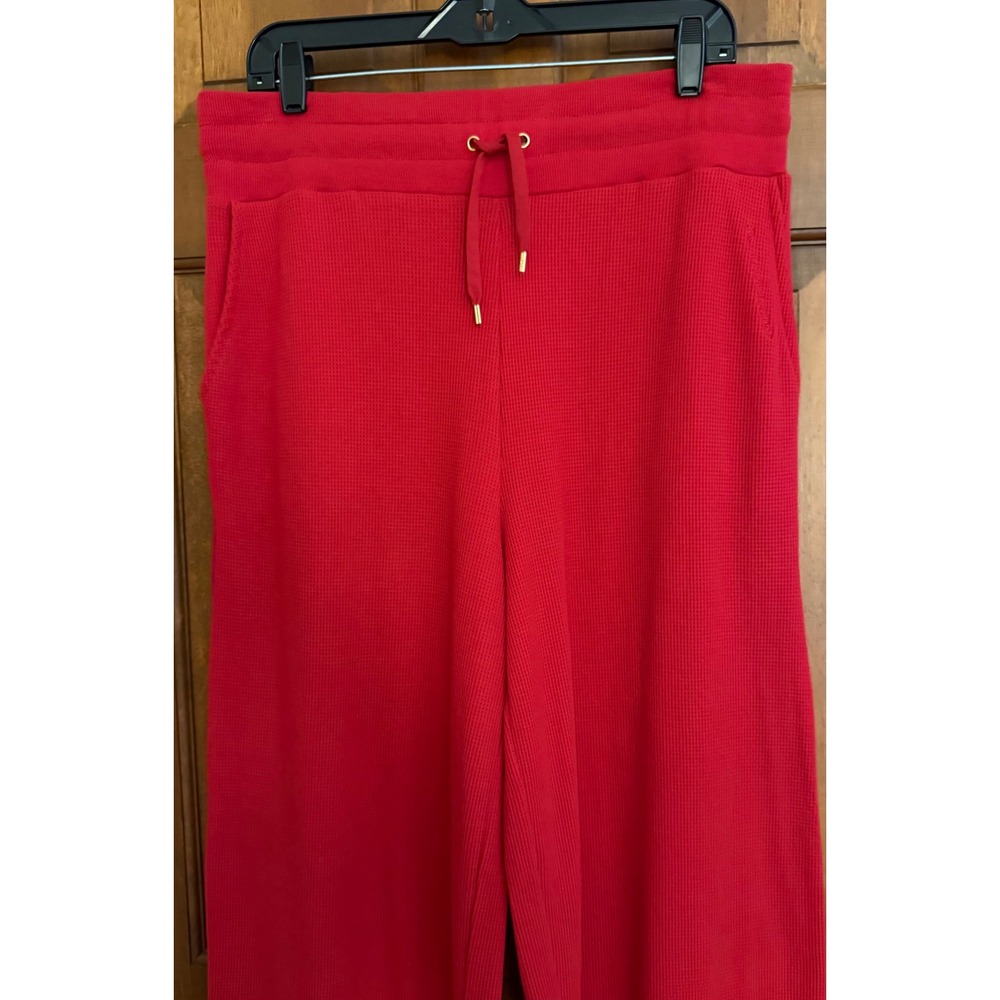 Ralph Lauren Thermal Lounge Pajama Pants Womens Size L Red Wide-Leg Comfy PJs
